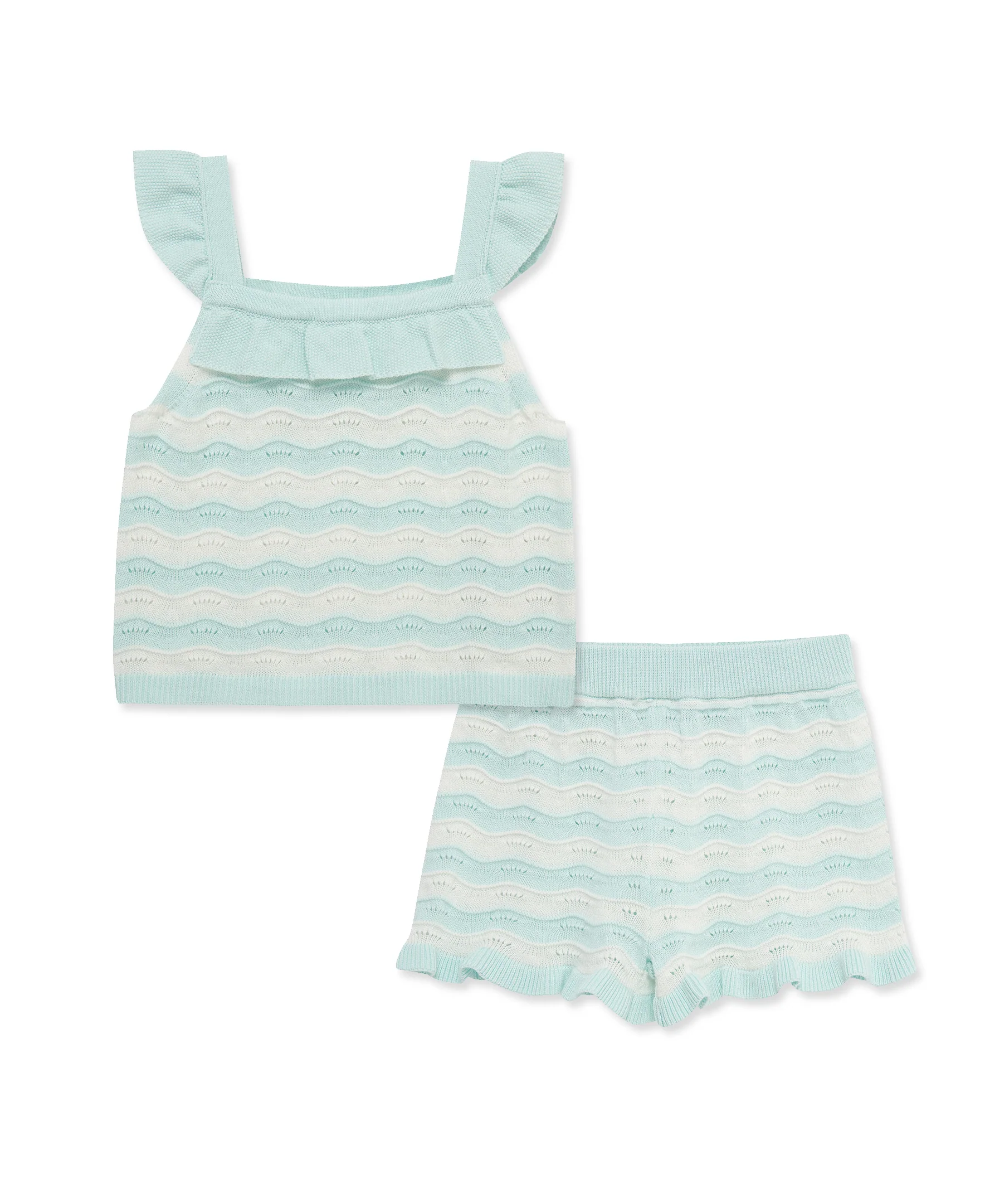Aqua Pointelle Knit Short Set (12M-24M)