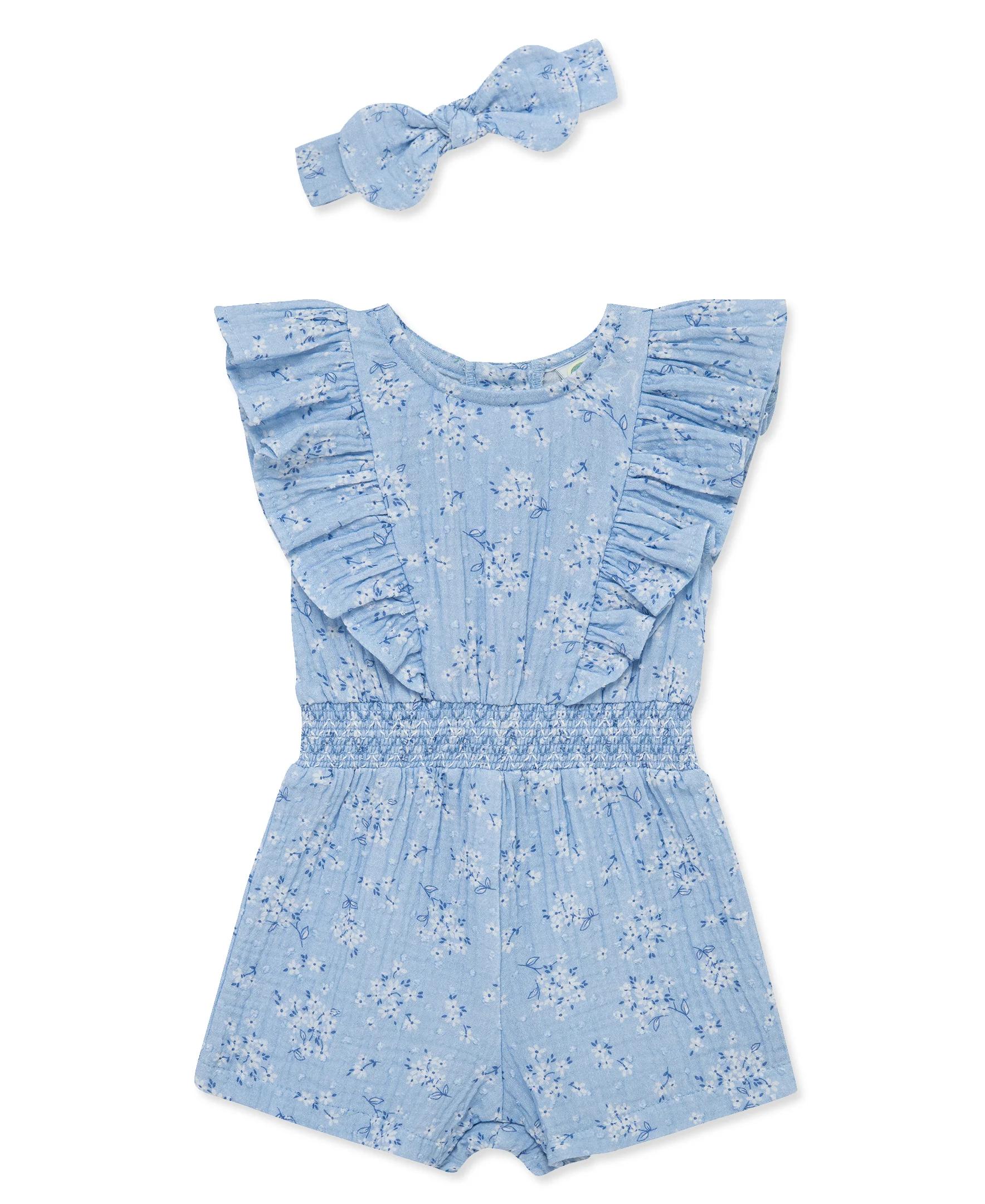 Blue Bouquet Woven Romper & Headband (2T-4T)