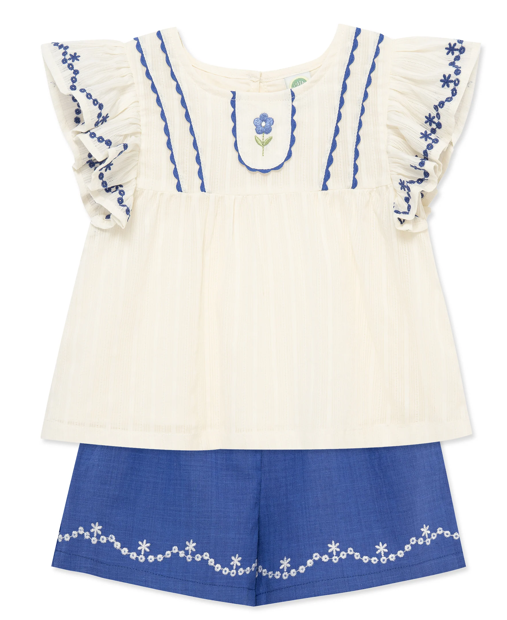 Blue Floral 2-Piece Woven Play Set (12M-24M) - Image 4