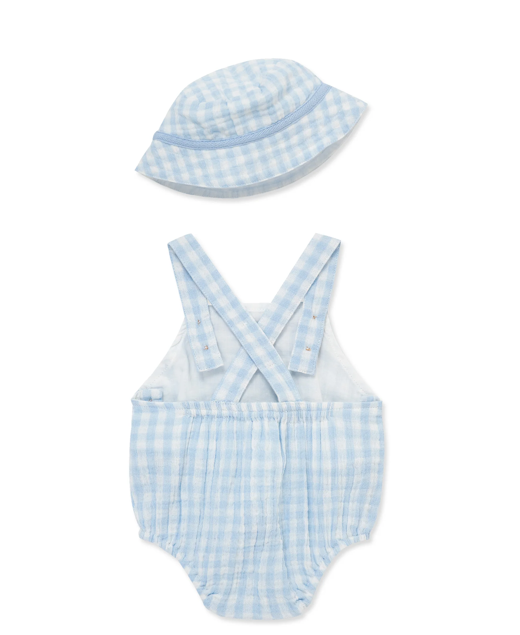 Check Gauze Sunsuit & Hat - Image 3
