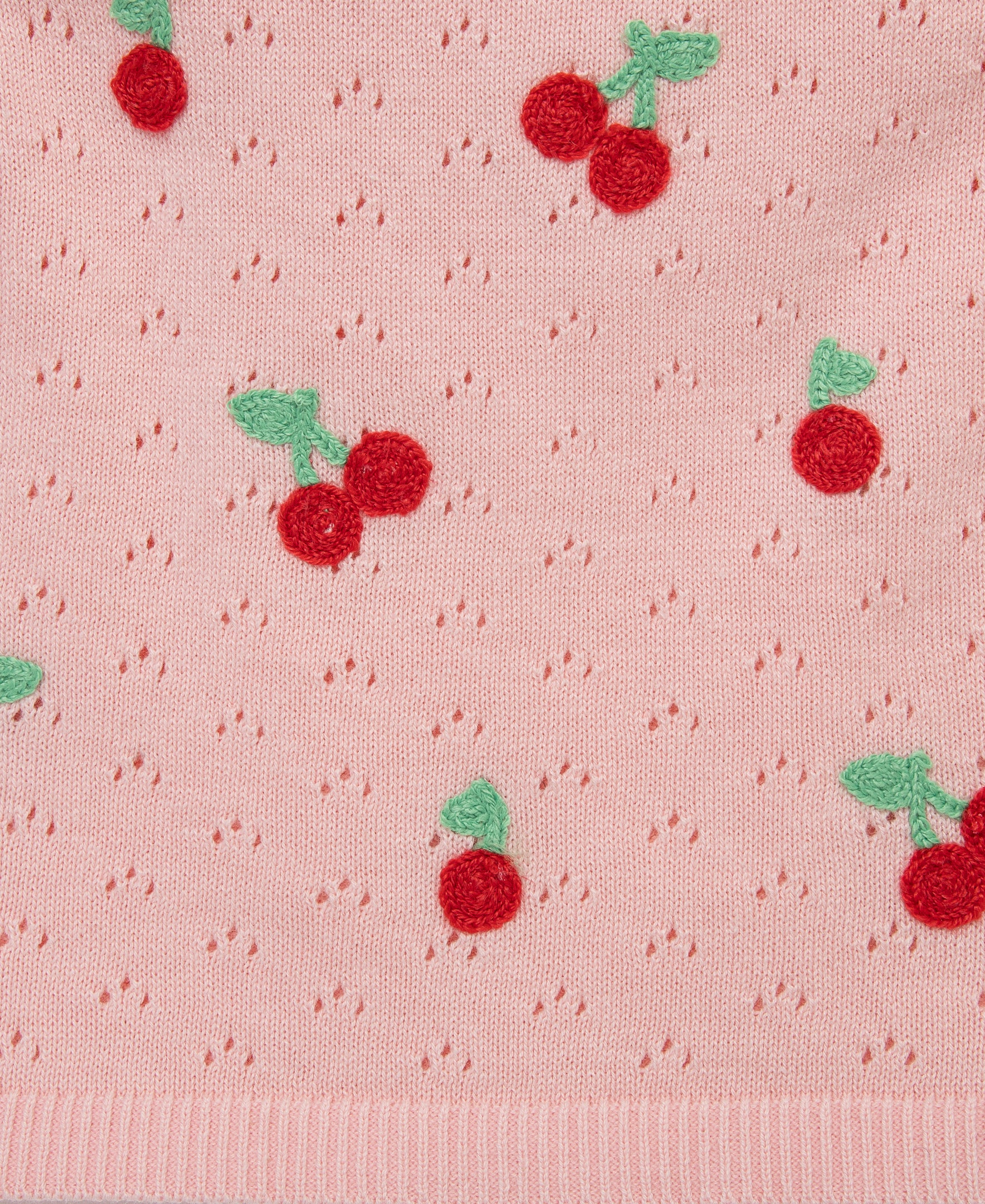 Cherry Pointelle Knit Short Set (2T-4T) - Image 2