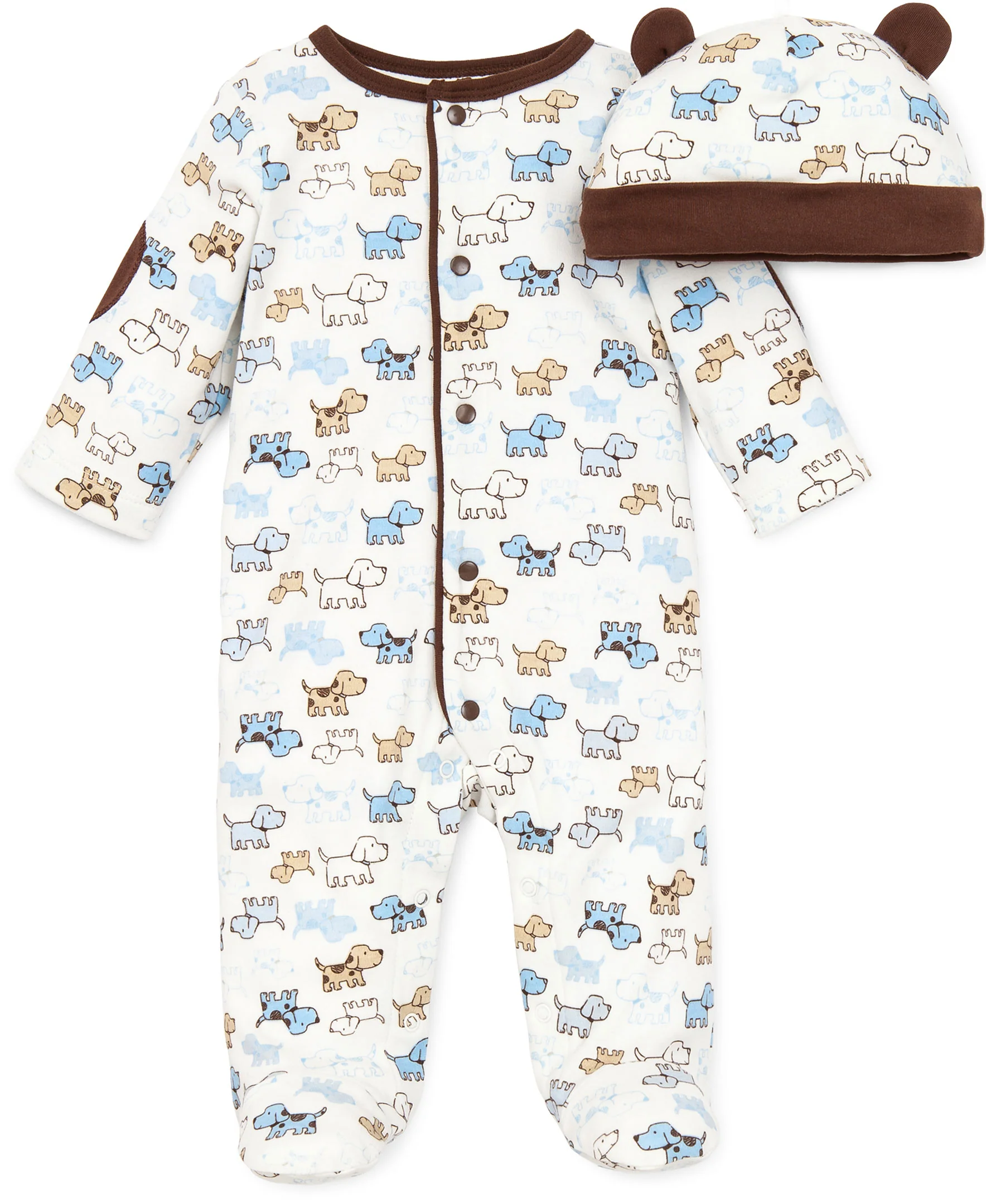 Cute Puppies Footed One-Piece And Hat - Image 3