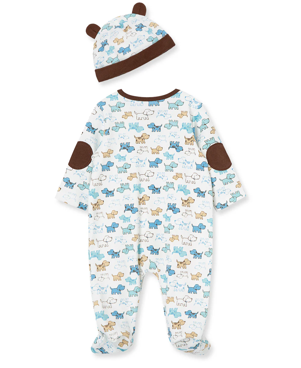 Cute Puppies Footed One-Piece And Hat - Image 4