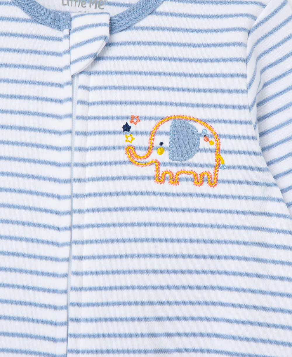 Elephant 2-Way-Zip Footed One-Piece And Hat - Image 2
