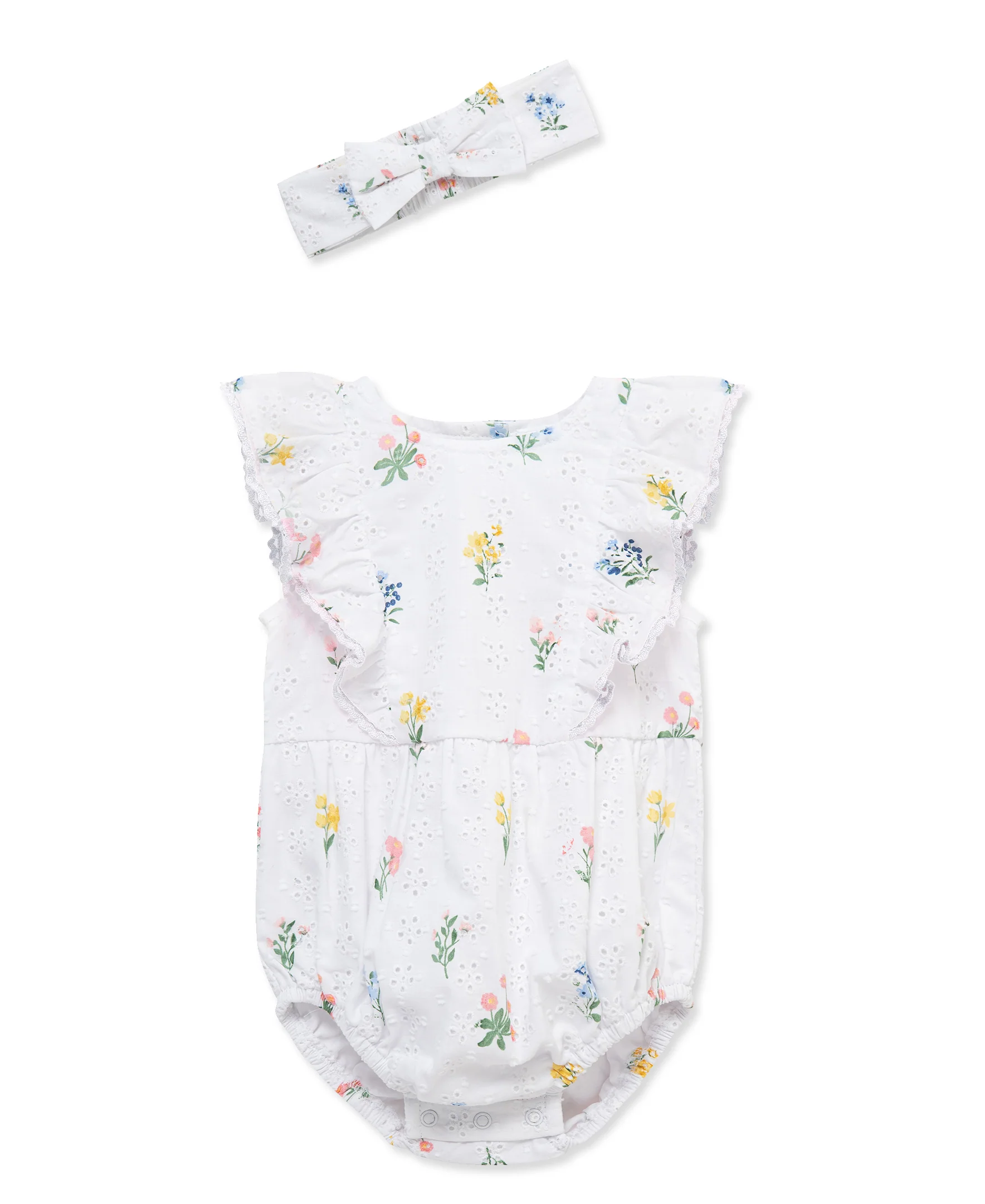 Eyelet Floral Woven Bubble & Headband