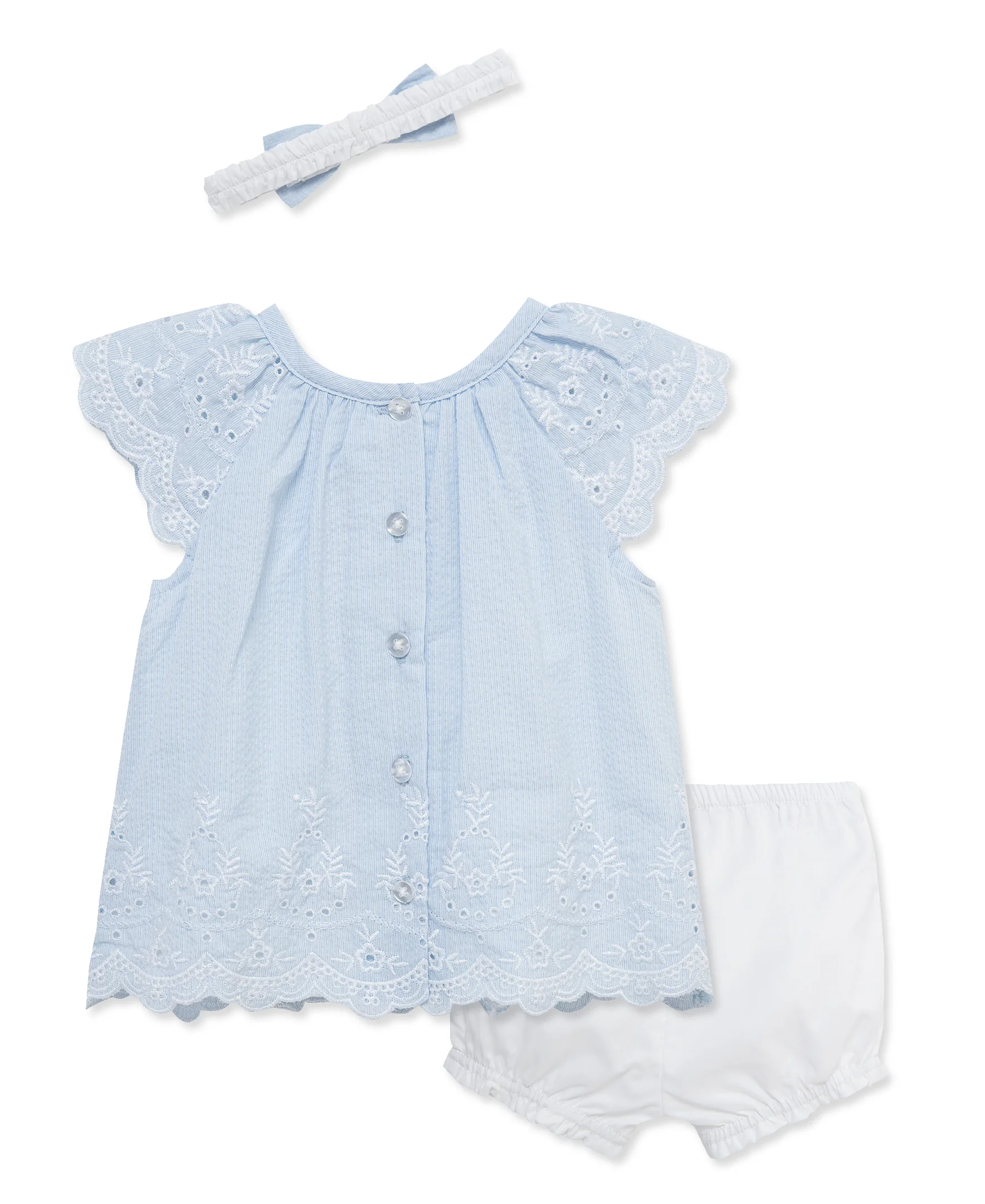Eyelet Stripe Woven 2-Piece Sunsuit & Headband - Image 5