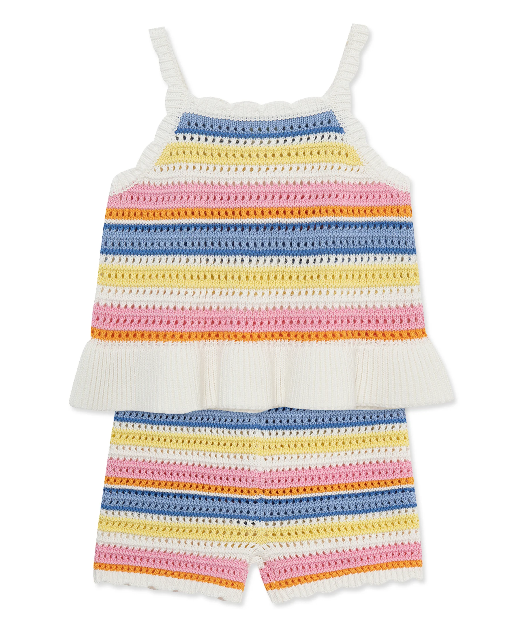 Fun Stripe Pointelle Knit Short Set (2T-4T) - Image 3
