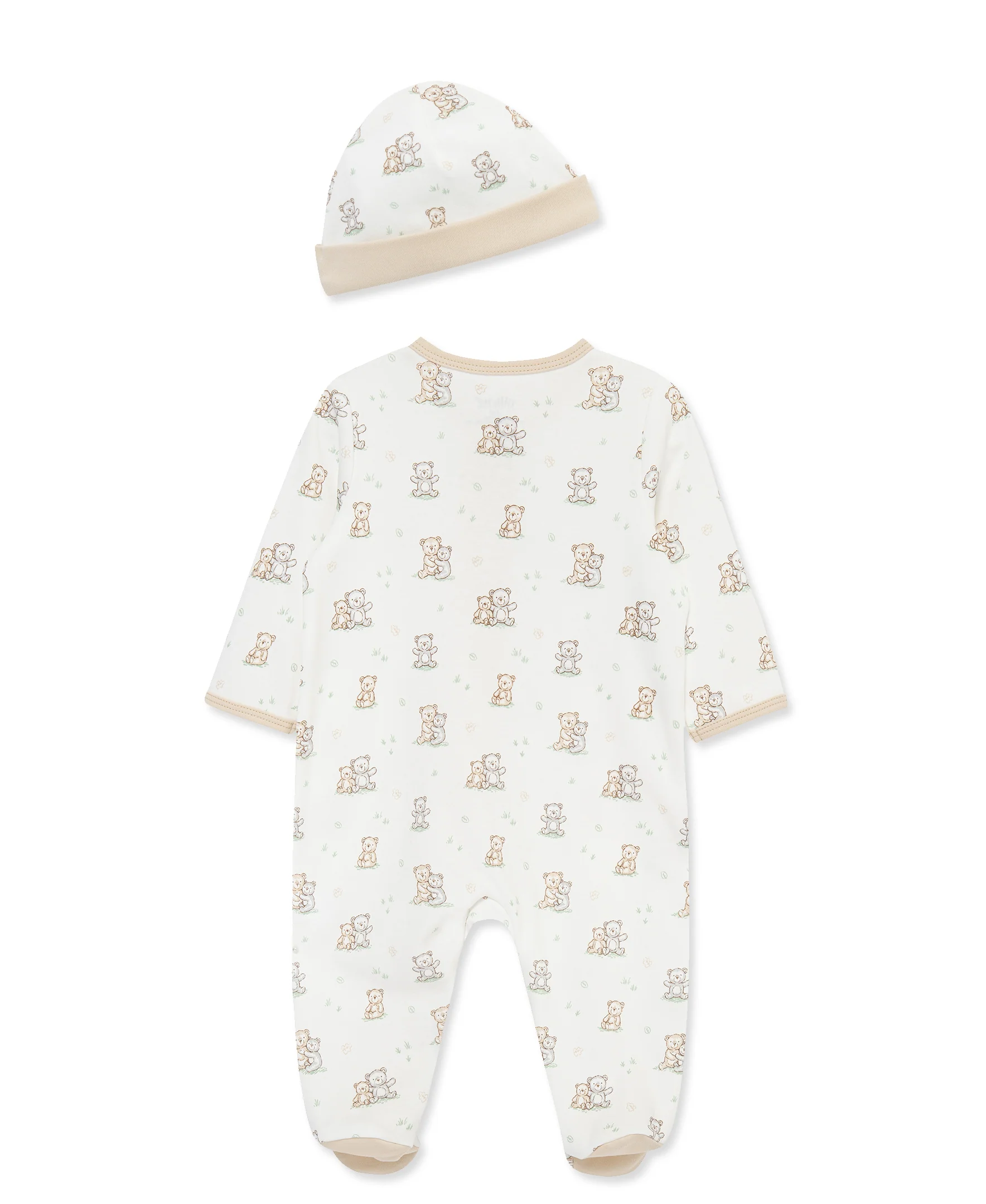 Fuzzy Bears 2-Way-Zip Footed One-Piece and Hat - Image 3