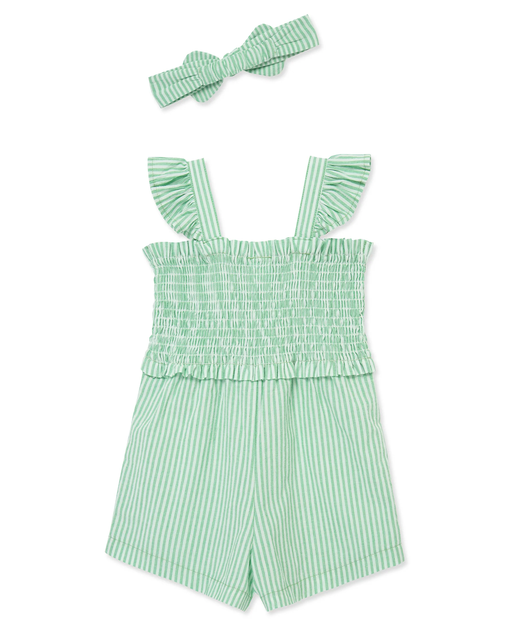 Green Embroidered Woven Romper & Headband (2T-4T) - Image 3