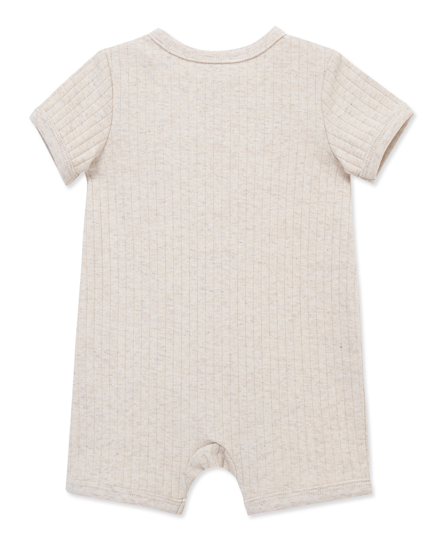 Oatmeal Rib Knit Pocket Romper - Image 3