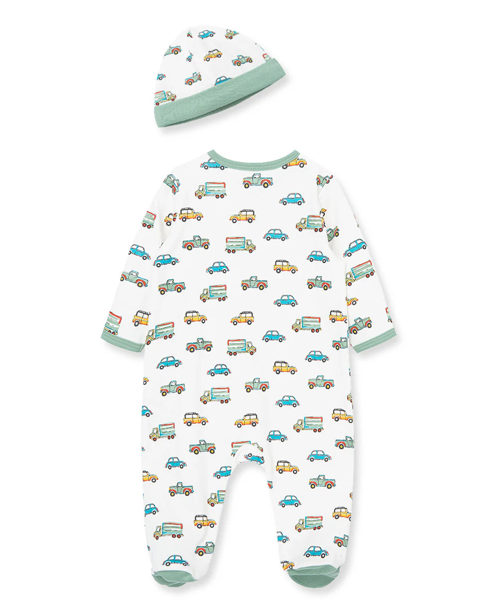 On the Go 2-Way-Zip Footed One-Piece and Hat - Image 3