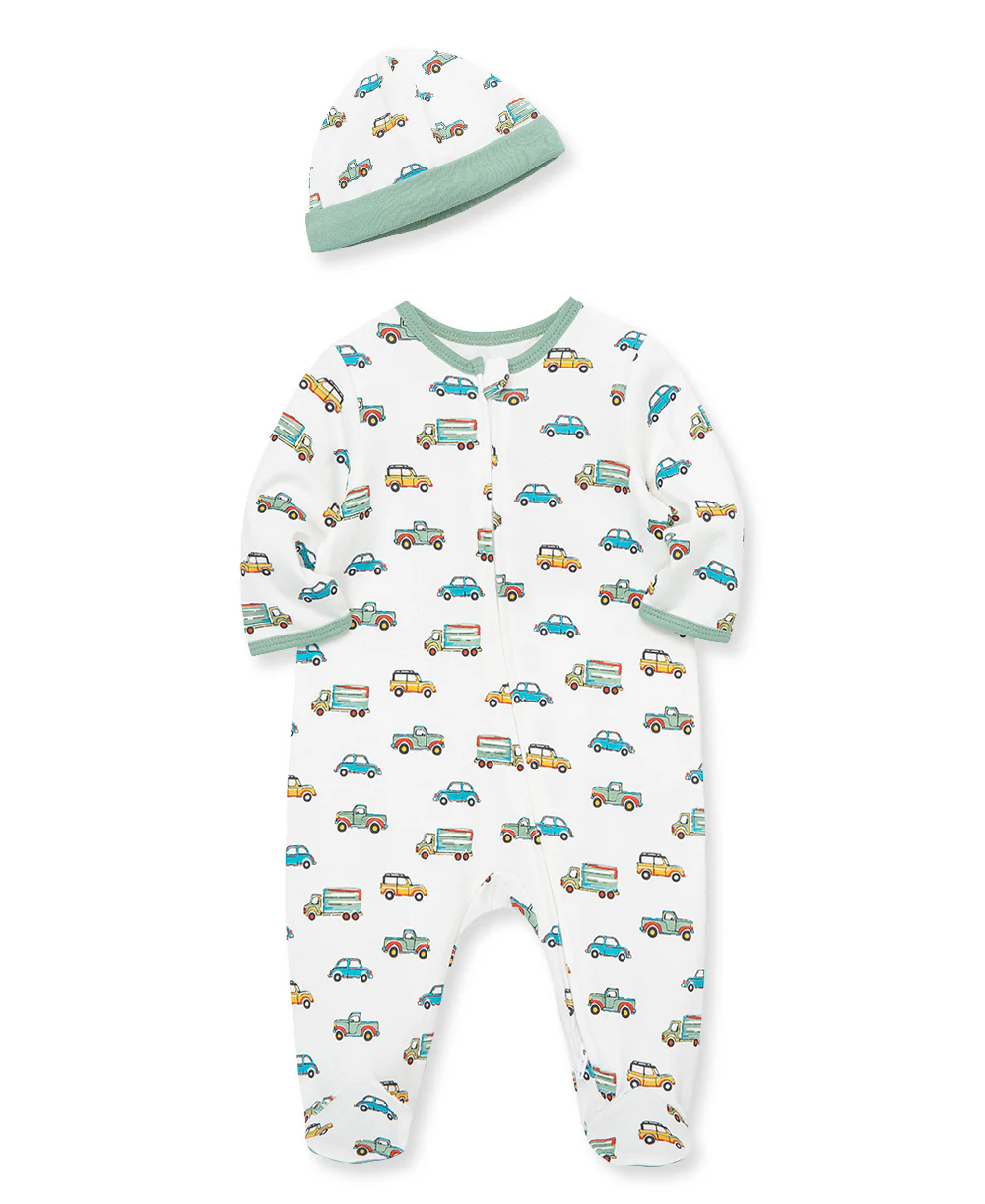 On the Go 2-Way-Zip Footed One-Piece and Hat - Image 4
