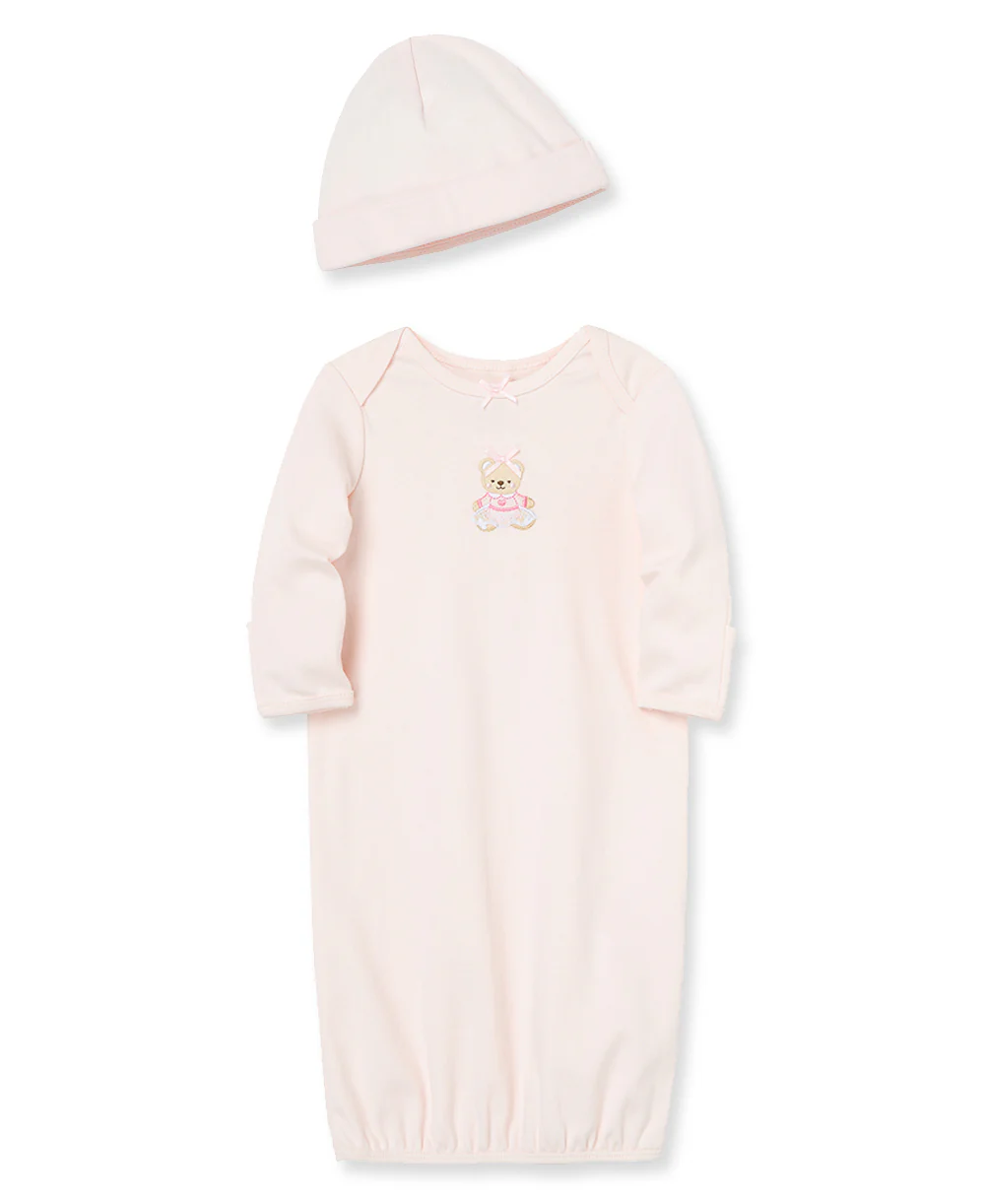 Pink Bear Sleeper Gown And Hat - Image 4