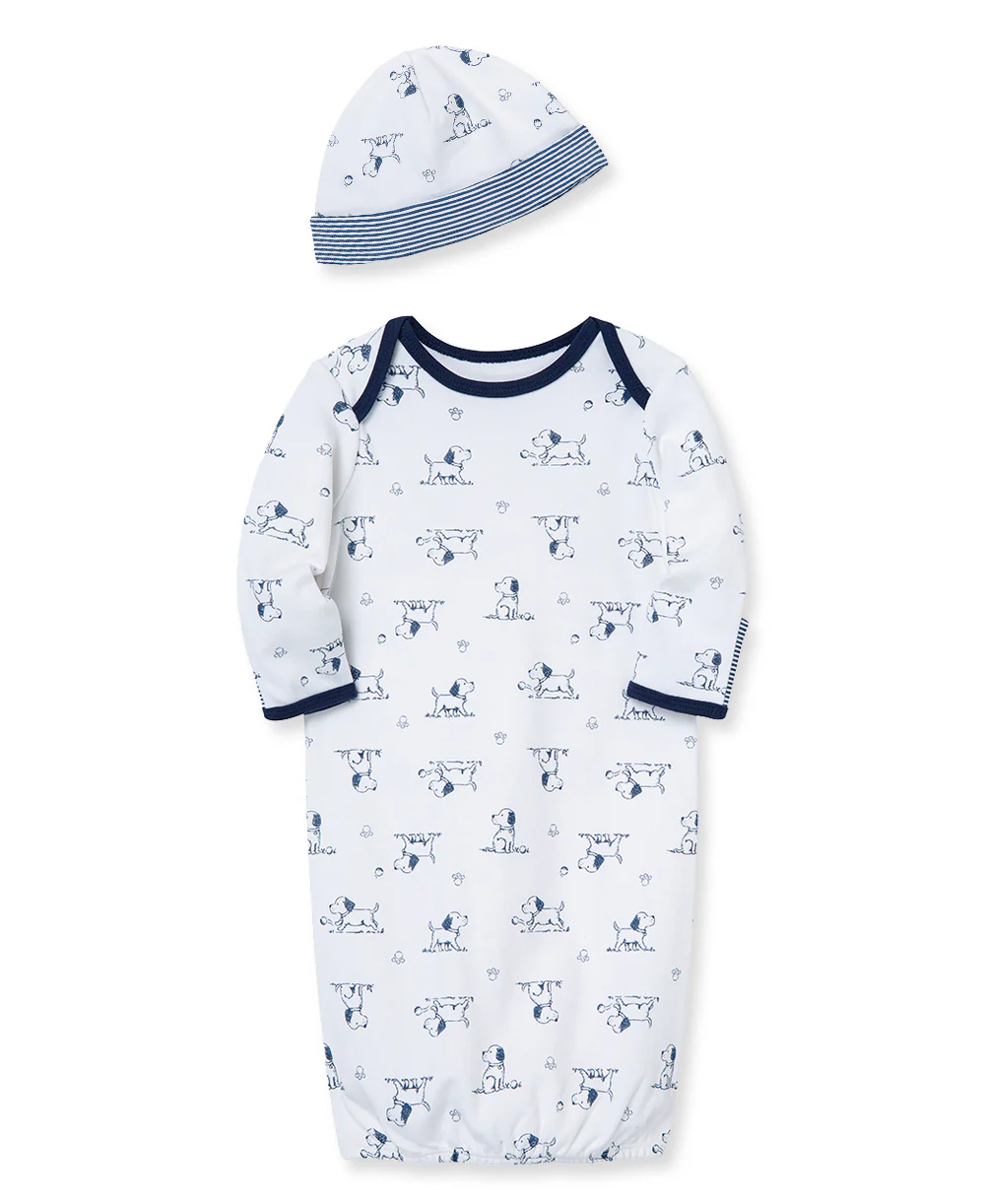Puppy Toile Sleeper Gown And Hat - Image 5