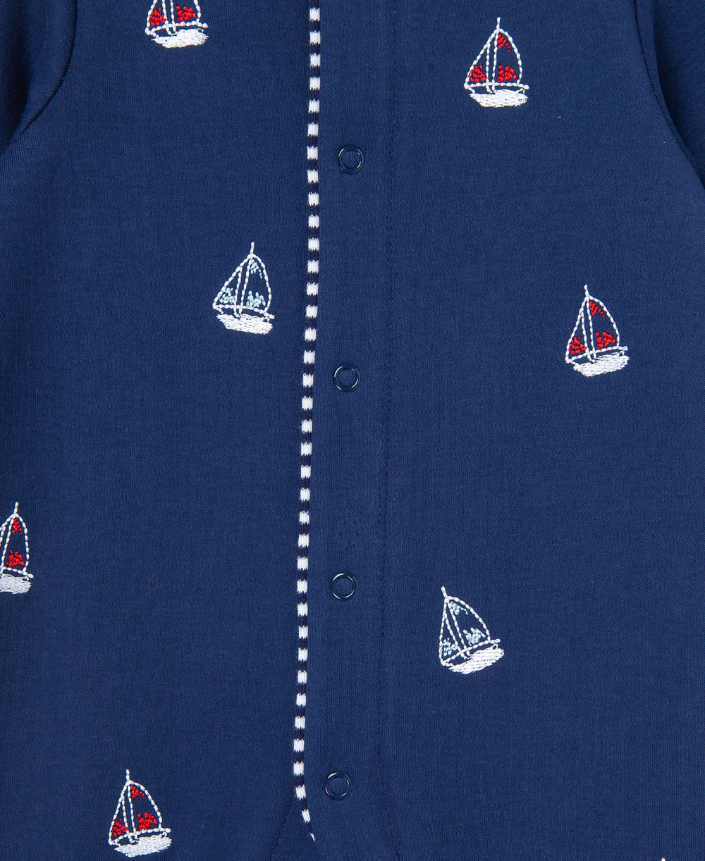 Sailboats Footed One-Piece And Hat - Image 4