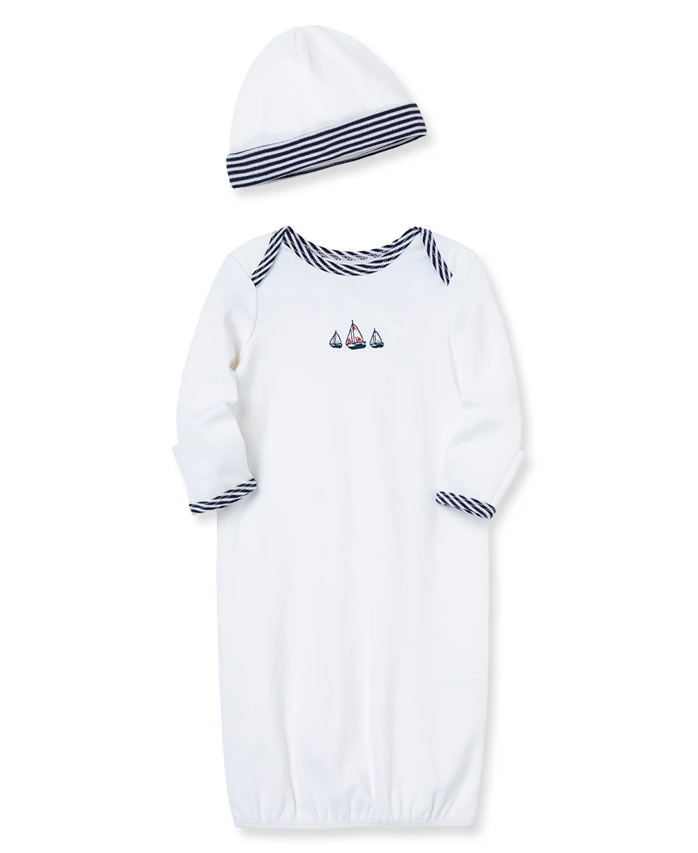 Sailboats Sleeper Gown And Hat - Image 3