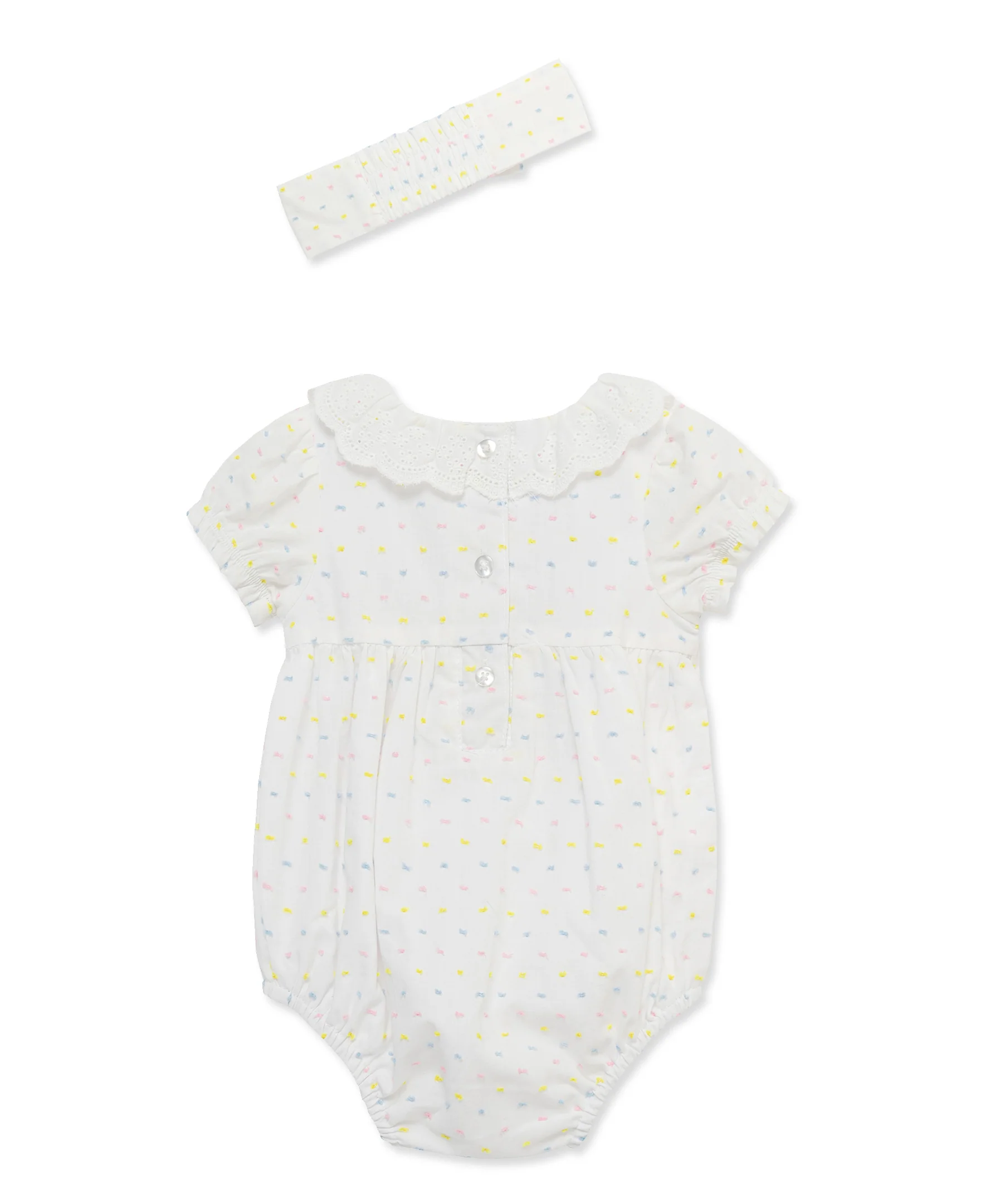 Smocked Dot Woven Bubble & Headband - Image 3