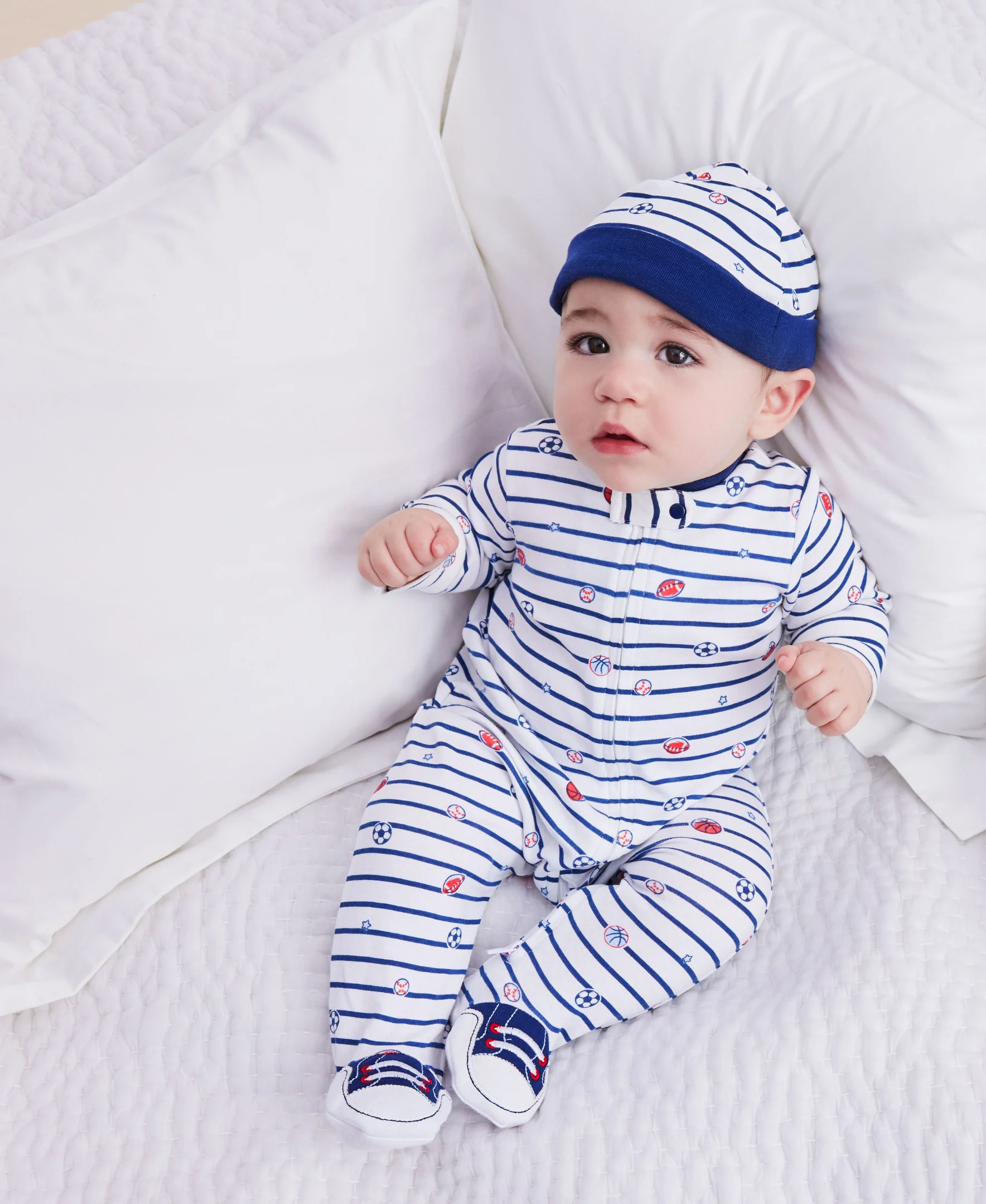 Sports Star 2-Way-Zip Footed One-Piece and Hat - Image 2