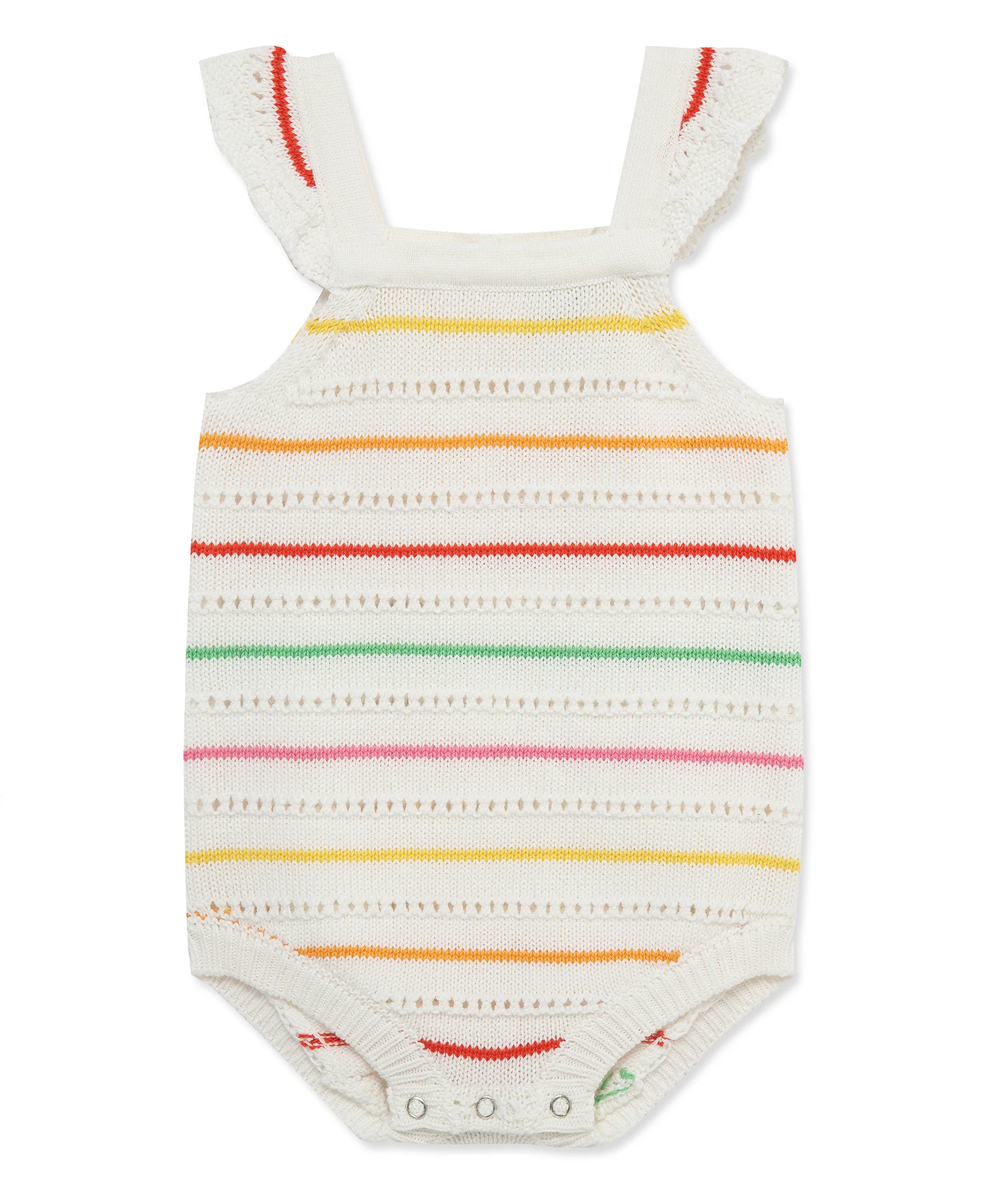 Thin Striped Pointelle Knit Bubble