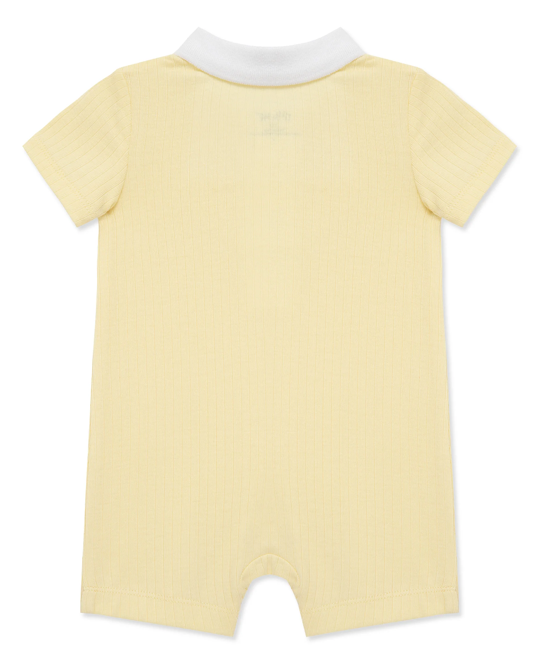 Yellow Rib Knit Polo Romper - Image 3